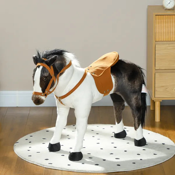 Qaba Ride on Horse for Toddlers 3-8 Years Old, Stuffed Animal Horse Toy with Neighing Sound, Brown - product image 10