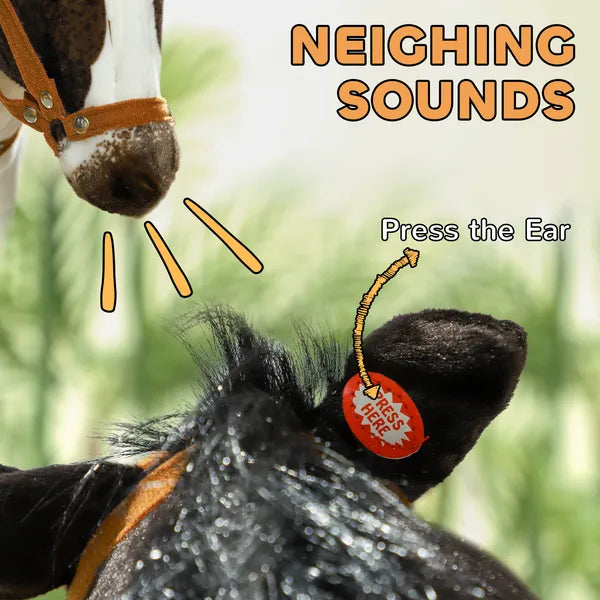 Qaba Ride on Horse for Toddlers 3-8 Years Old, Stuffed Animal Horse Toy with Neighing Sound, Brown - product image 5