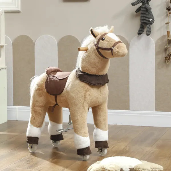 Qaba Ride on Horse, Plush Riding Pony for Ages 3-5, Walking Horse Animal with Wheels for Active Play, Brown - product image 9