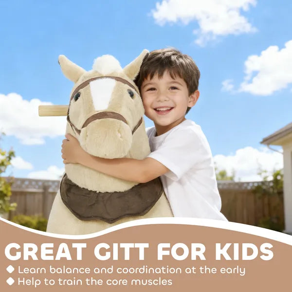 Qaba Ride on Horse, Plush Riding Pony for Ages 3-5, Walking Horse Animal with Wheels for Active Play, Brown - product image 7