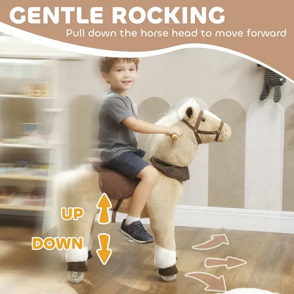 Qaba Ride on Horse, Plush Riding Pony for Ages 3-5, Walking Horse Animal with Wheels for Active Play, Brown - product image 5