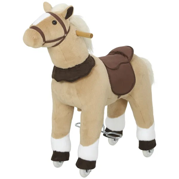 Qaba Ride on Horse, Plush Riding Pony for Ages 3-5, Walking Horse Animal with Wheels for Active Play, Brown - product image 1