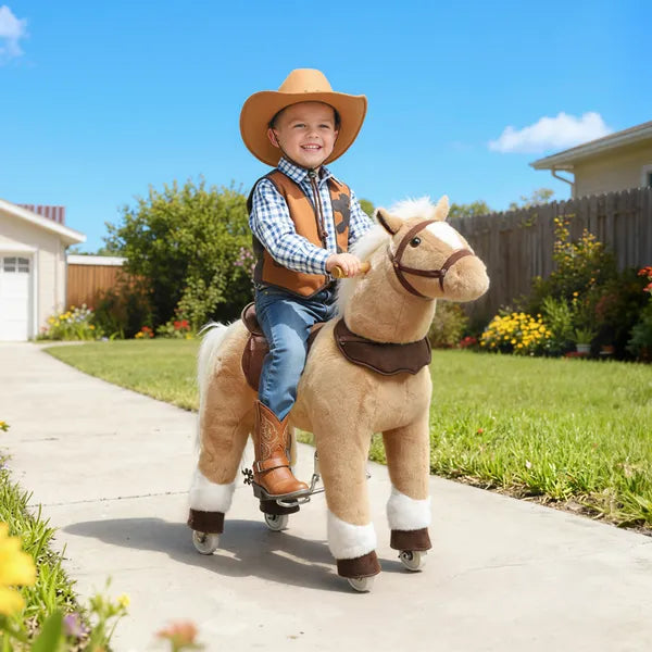 Qaba Ride on Horse, Plush Riding Pony for Ages 3-5, Walking Horse Animal with Wheels for Active Play, Brown - product image 10