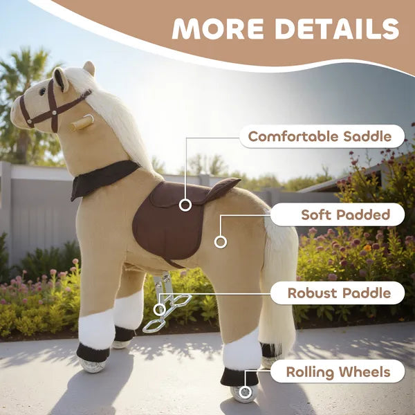 Qaba Ride on Horse, Plush Riding Pony for Ages 3-5, Walking Horse Animal with Wheels for Active Play, Brown - product image 6