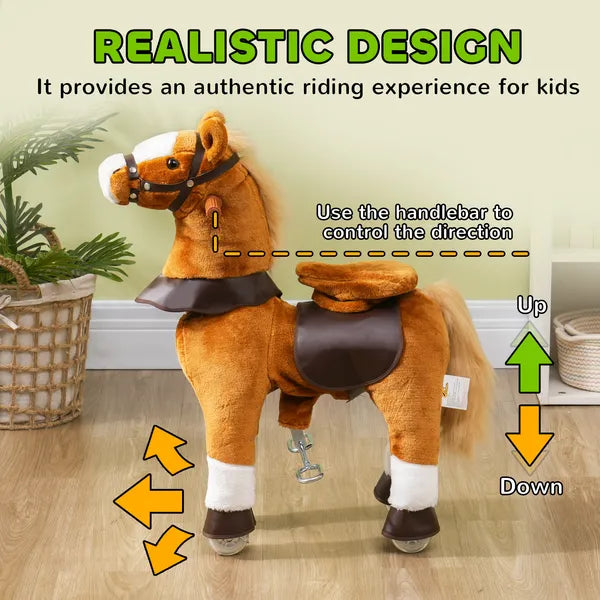 Qaba Ride on Horse, Walking Horse Toy Kids Riding Pony with Wheels, Neighing Sound for 3-5 Years, up to 132 Pounds - product image 4