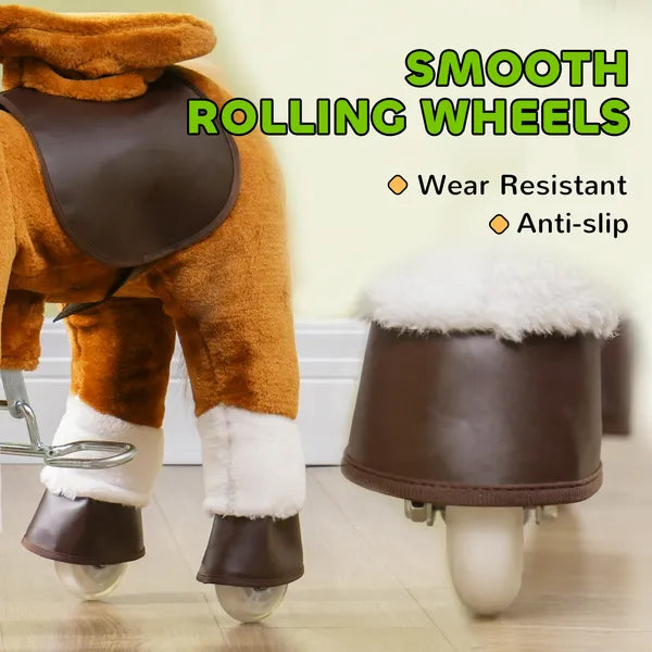 Qaba Ride on Horse, Walking Horse Toy Kids Riding Pony with Wheels, Neighing Sound for 3-5 Years, up to 132 Pounds - product image 6