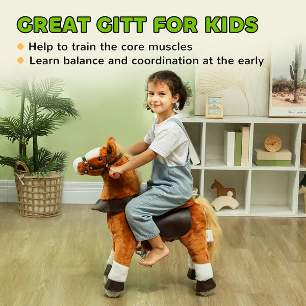 Qaba Ride on Horse, Walking Horse Toy Kids Riding Pony with Wheels, Neighing Sound for 3-5 Years, up to 132 Pounds - product image 7
