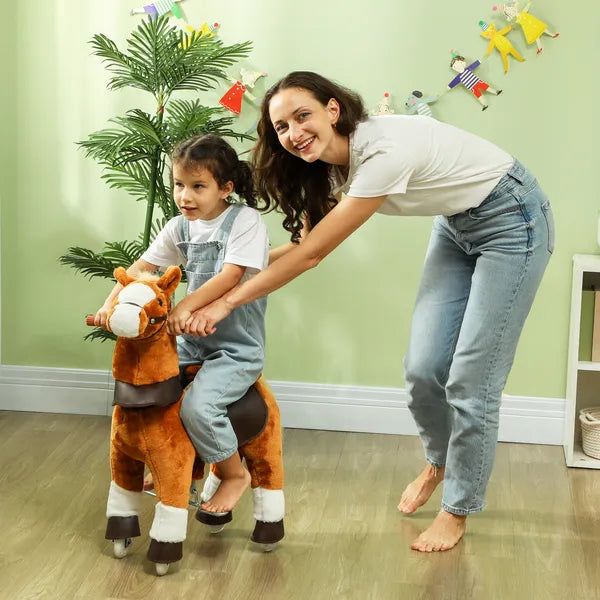 Qaba Ride on Horse, Walking Horse Toy Kids Riding Pony with Wheels, Neighing Sound for 3-5 Years, up to 132 Pounds - product image 2