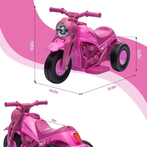 Qaba Ride On Motorcycle, 6V Ride on Bubble Car, 3 Wheeled Electric Motorcycle for Kids with LED Headlight, Music, Pink - product image 3