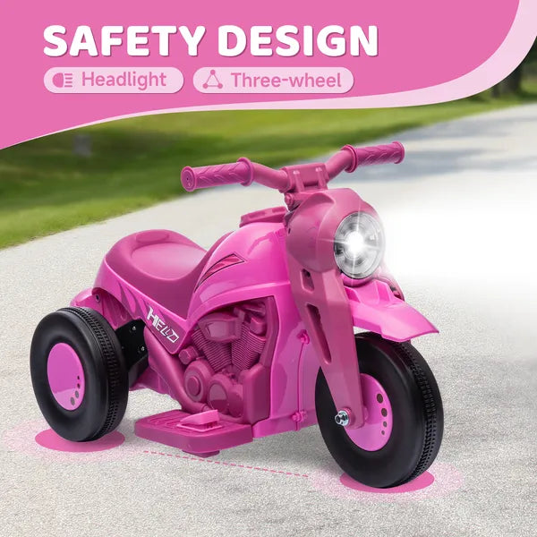 Qaba Ride On Motorcycle, 6V Ride on Bubble Car, 3 Wheeled Electric Motorcycle for Kids with LED Headlight, Music, Pink - product image 5