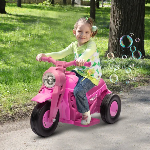 Qaba Ride On Motorcycle, 6V Ride on Bubble Car, 3 Wheeled Electric Motorcycle for Kids with LED Headlight, Music, Pink - product image 2