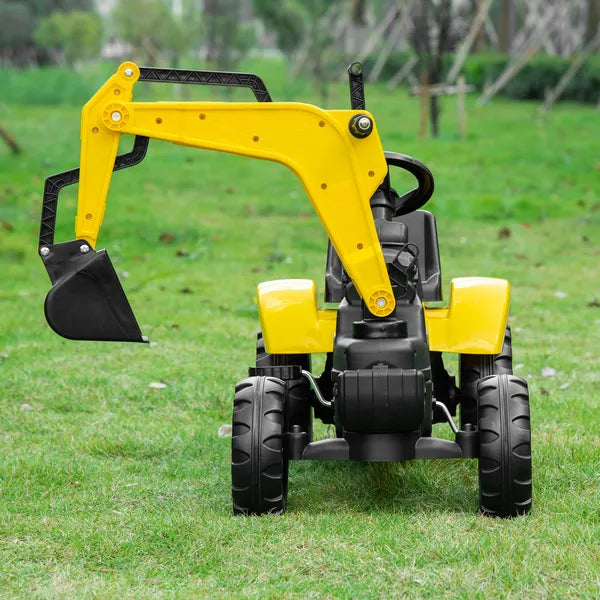 Aosom Ride-On Toy Pedal Digger Excavator, Pretend Play Construction Car with Horn, for Kids Toddlers 3+, Yellow - product image 7