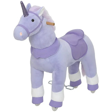 Ride on Unicorn Toy for Kids 4-7 Years, 37.8 Inch Plush Baby Rocking Horse with Wheels, No Battery Required, Purple - product image 1