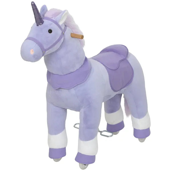 Ride on Unicorn Toy for Kids 4-7 Years, 37.8 Inch Plush Baby Rocking Horse with Wheels, No Battery Required, Purple - product image 1