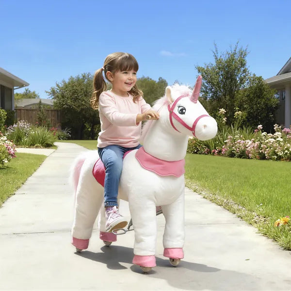 Ride on Unicorn Toy for Kids 4-7 Years, 37.8 Inch Plush Baby Rocking Horse with Wheels, No Battery Required, White - product image 10