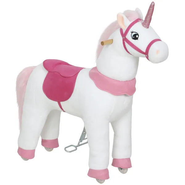 Ride on Unicorn Toy for Kids 4-7 Years, 37.8 Inch Plush Baby Rocking Horse with Wheels, No Battery Required, White - product image 11