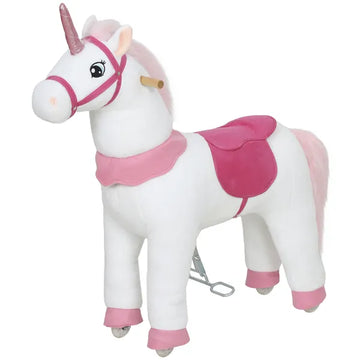 Ride on Unicorn Toy for Kids 4-7 Years, 37.8 Inch Plush Baby Rocking Horse with Wheels, No Battery Required, White - product image 1