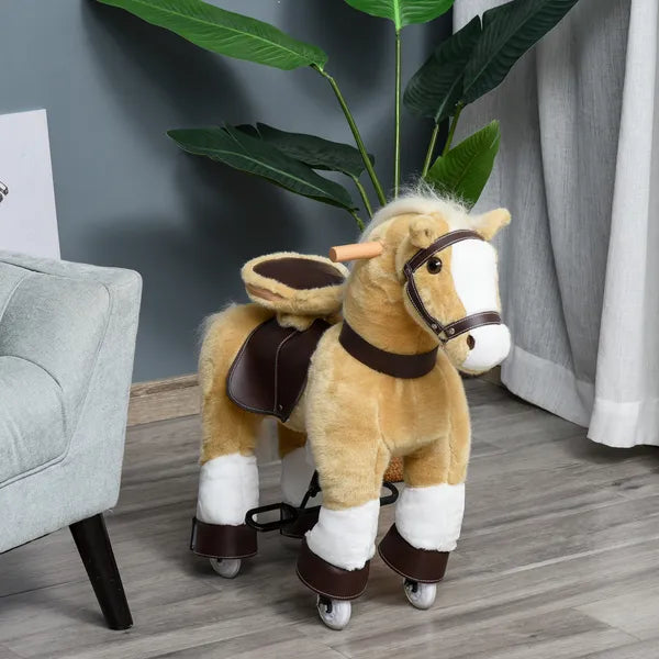 Ride-On Walking Horse Toy, Brown with Easy Rolling Wheels, Soft and Huggable for 3-8 Years, Durable Interactive Play - product image 10