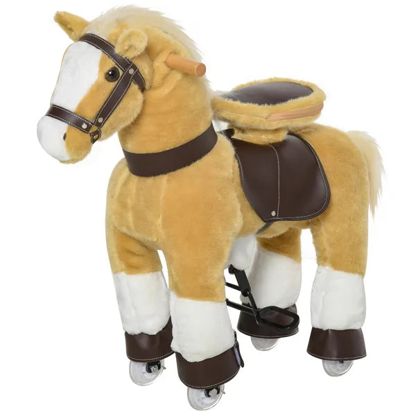 Ride-On Walking Horse Toy, Brown with Easy Rolling Wheels, Soft and Huggable for 3-8 Years, Durable Interactive Play - product image 1