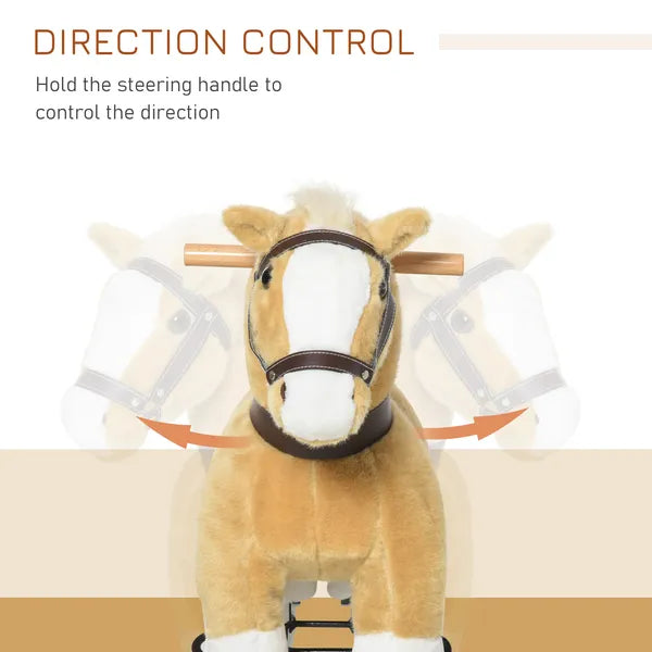 Ride-On Walking Horse Toy, Brown with Easy Rolling Wheels, Soft and Huggable for 3-8 Years, Durable Interactive Play - product image 5