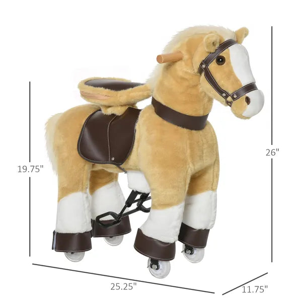 Ride-On Walking Horse Toy, Brown with Easy Rolling Wheels, Soft and Huggable for 3-8 Years, Durable Interactive Play - product image 3