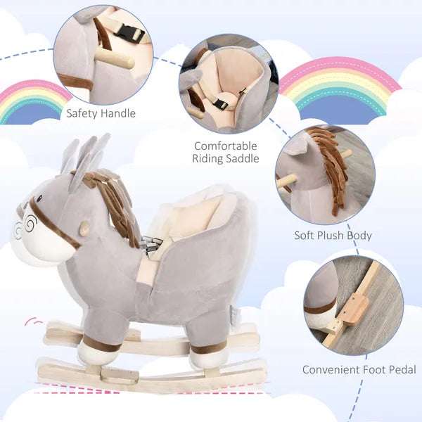 Rocking Donkey with Sound Wooden Base and Safety Belt for Ages 18-36 Months - product image 4