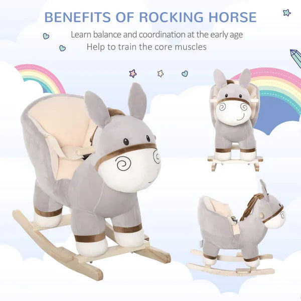 Rocking Donkey with Sound Wooden Base and Safety Belt for Ages 18-36 Months - product image 7