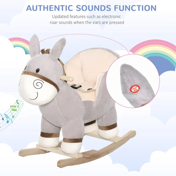 Rocking Donkey with Sound Wooden Base and Safety Belt for Ages 18-36 Months - product image 6