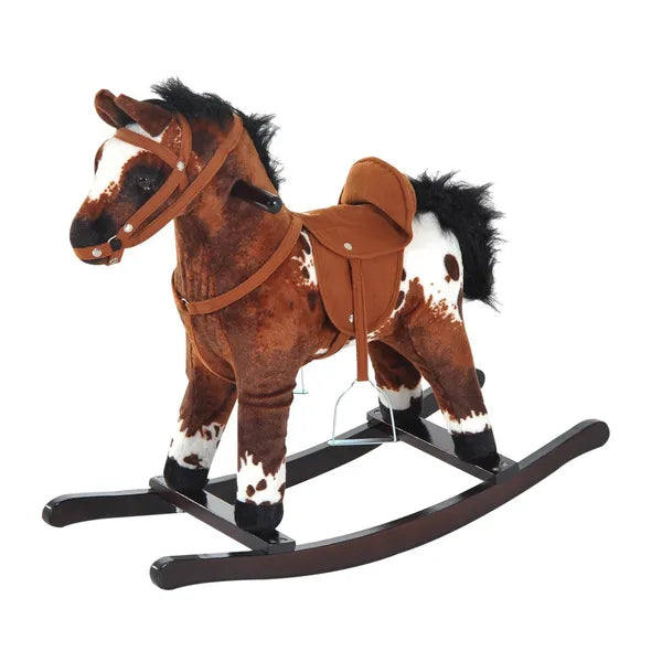 Plush Rocking Horse Ride-On Toy with Nursery Rhyme Music for Ages 18-36 Months Dark Brown - product image 1