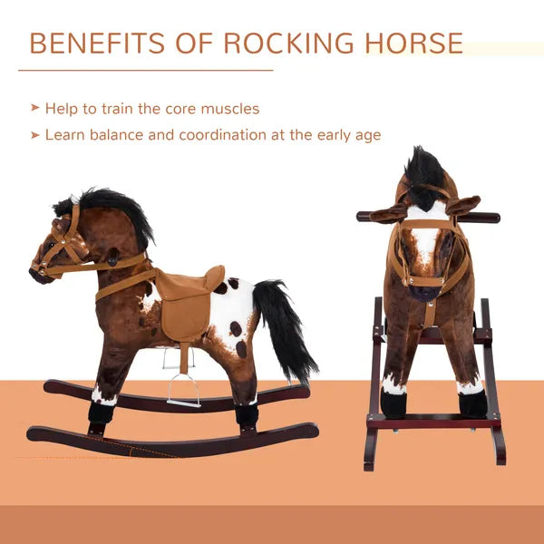 Plush Rocking Horse Ride-On Toy with Nursery Rhyme Music for Ages 18-36 Months Dark Brown - product image 6