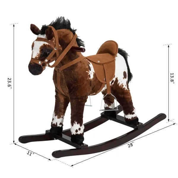 Plush Rocking Horse Ride-On Toy with Nursery Rhyme Music for Ages 18-36 Months Dark Brown - product image 3