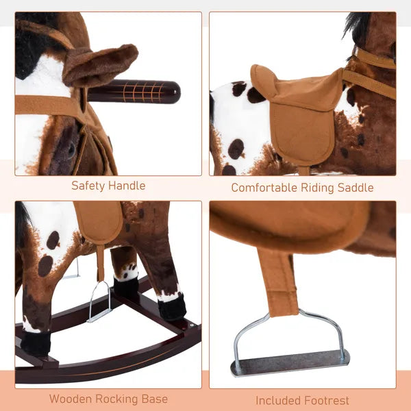 Plush Rocking Horse Ride-On Toy with Nursery Rhyme Music for Ages 18-36 Months Dark Brown - product image 7