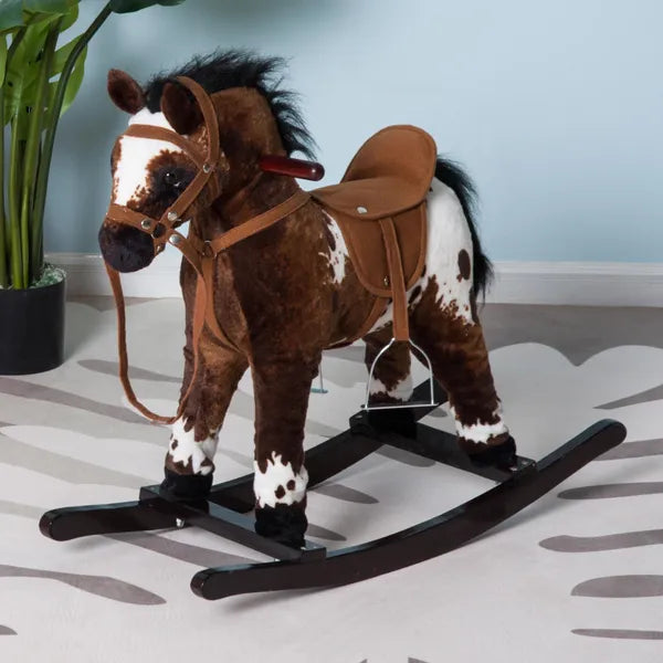 Plush Rocking Horse Ride-On Toy with Nursery Rhyme Music for Ages 18-36 Months Dark Brown - product image 10