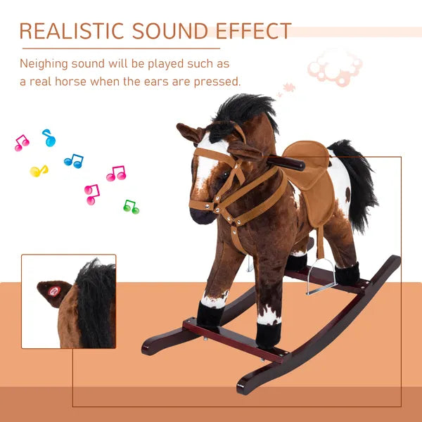 Plush Rocking Horse Ride-On Toy with Nursery Rhyme Music for Ages 18-36 Months Dark Brown - product image 5