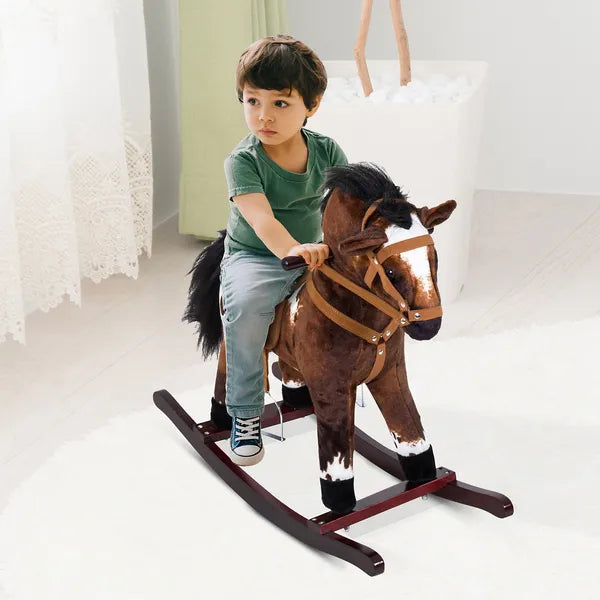 Plush Rocking Horse Ride-On Toy with Nursery Rhyme Music for Ages 18-36 Months Dark Brown - product image 2
