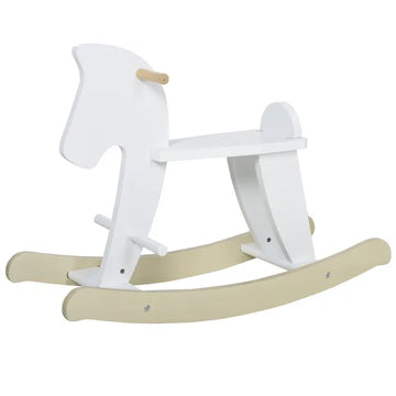 Traditional Wooden Rocking Horse with Handrails and Backrest White for Ages 1-3 - product image 1