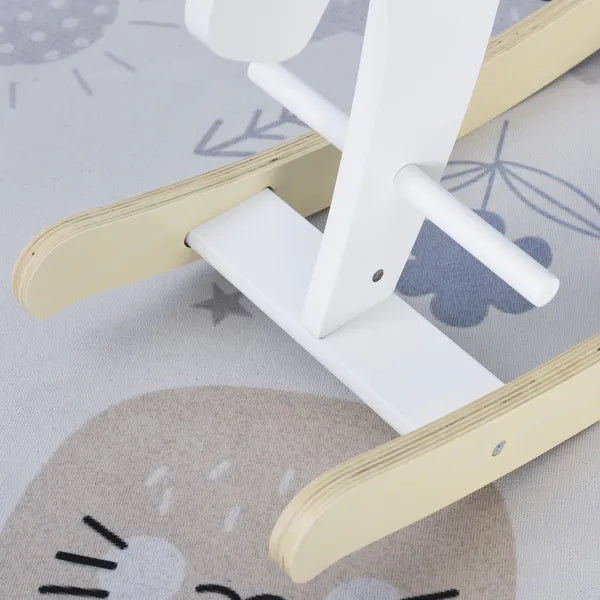 Traditional Wooden Rocking Horse with Handrails and Backrest White for Ages 1-3 - product image 9