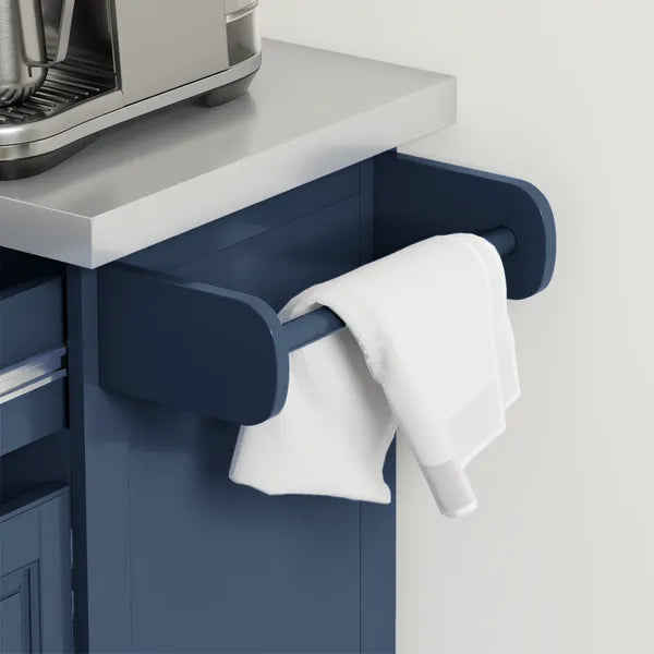 HOMCOM Rollable Kitchen Island with Stainless Steel Top, 2 Drawers, Spice, Knife and Towel Rack and Cabinets, Navy Blue - product image 9