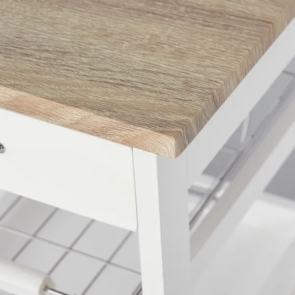Rolling Kitchen Cart Kitchen Trolley, Mobile Prep Station with Drawer, Shelves, Basket, White - product image 9