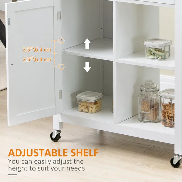 HOMCOM Rolling Kitchen Island, White, with Open Shelf and Storage Drawer - product image 7
