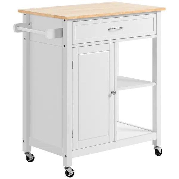 HOMCOM Rolling Kitchen Island, White, with Open Shelf and Storage Drawer - product image 11