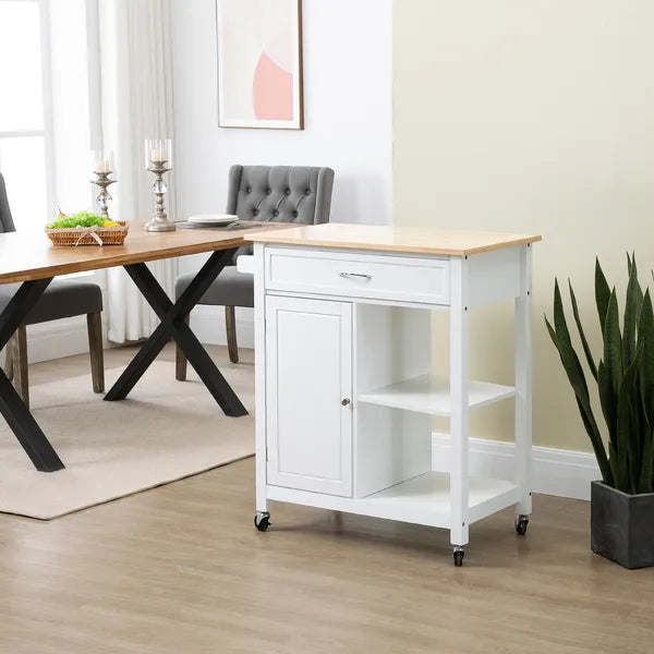 HOMCOM Rolling Kitchen Island, White, with Open Shelf and Storage Drawer - product image 10