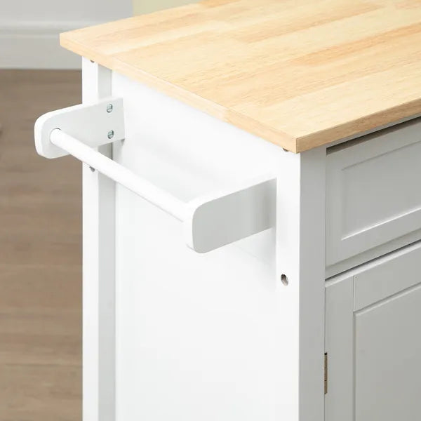HOMCOM Rolling Kitchen Island, White, with Open Shelf and Storage Drawer - product image 9