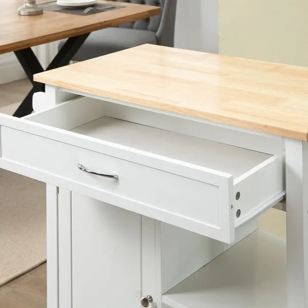 HOMCOM Rolling Kitchen Island, White, with Open Shelf and Storage Drawer - product image 8