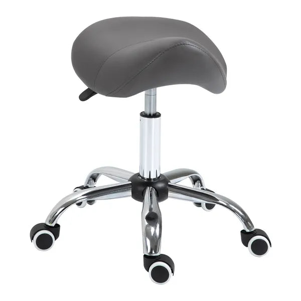 HOMCOM Rolling Saddle Stool Ergonomic PU Leather Height Adjustable Hydraulic Spa Chair Grey - product image 11