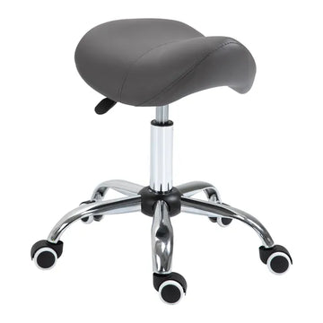 HOMCOM Rolling Saddle Stool Ergonomic PU Leather Height Adjustable Hydraulic Spa Chair Grey - product image 1