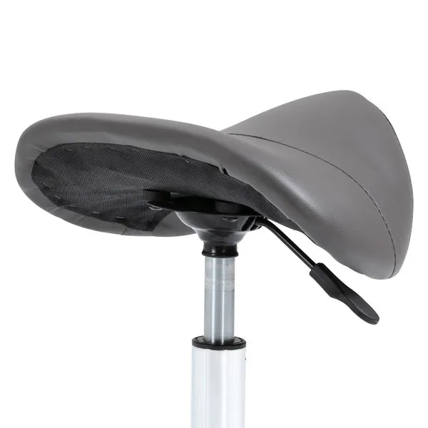 HOMCOM Rolling Saddle Stool Ergonomic PU Leather Height Adjustable Hydraulic Spa Chair Grey - product image 8