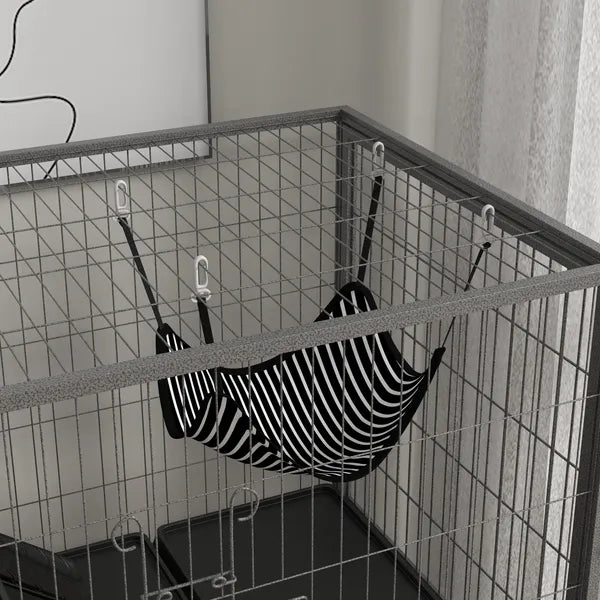 50.5 Inch Rolling Small Animal Cage with Hammock, Platforms and 4 Doors, Gray - product image 13
