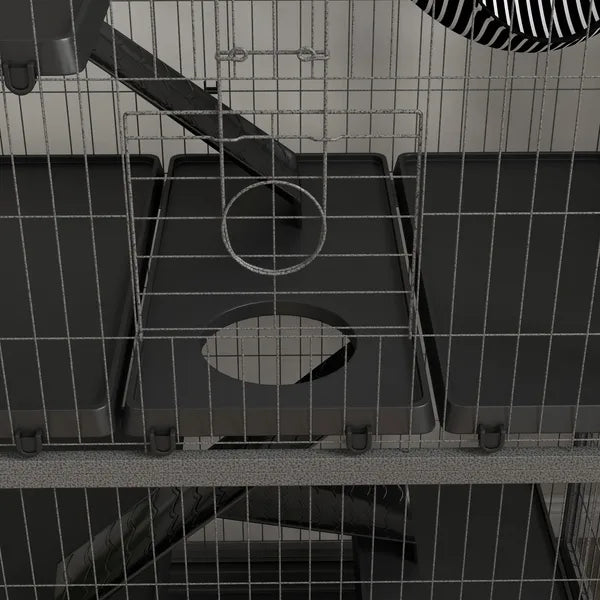 50.5 Inch Rolling Small Animal Cage with Hammock, Platforms and 4 Doors, Gray - product image 11