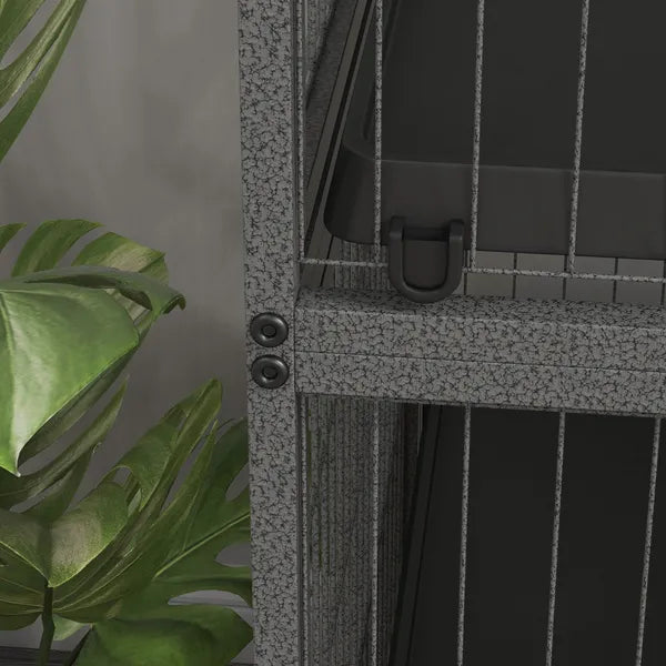 50.5 Inch Rolling Small Animal Cage with Hammock, Platforms and 4 Doors, Gray - product image 9